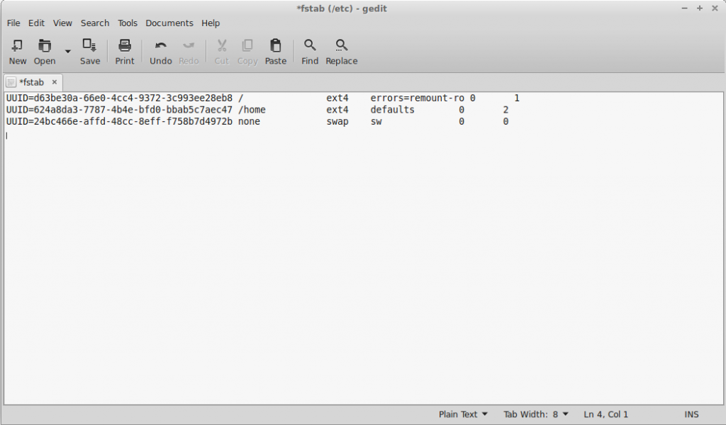 Fstab with just Linux